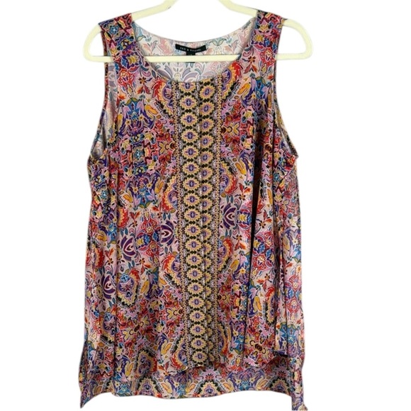 Zac & Rachel Multicoloured Hankerchief Relaxed Sleeveless Blouse Size Large - Picture 1 of 11